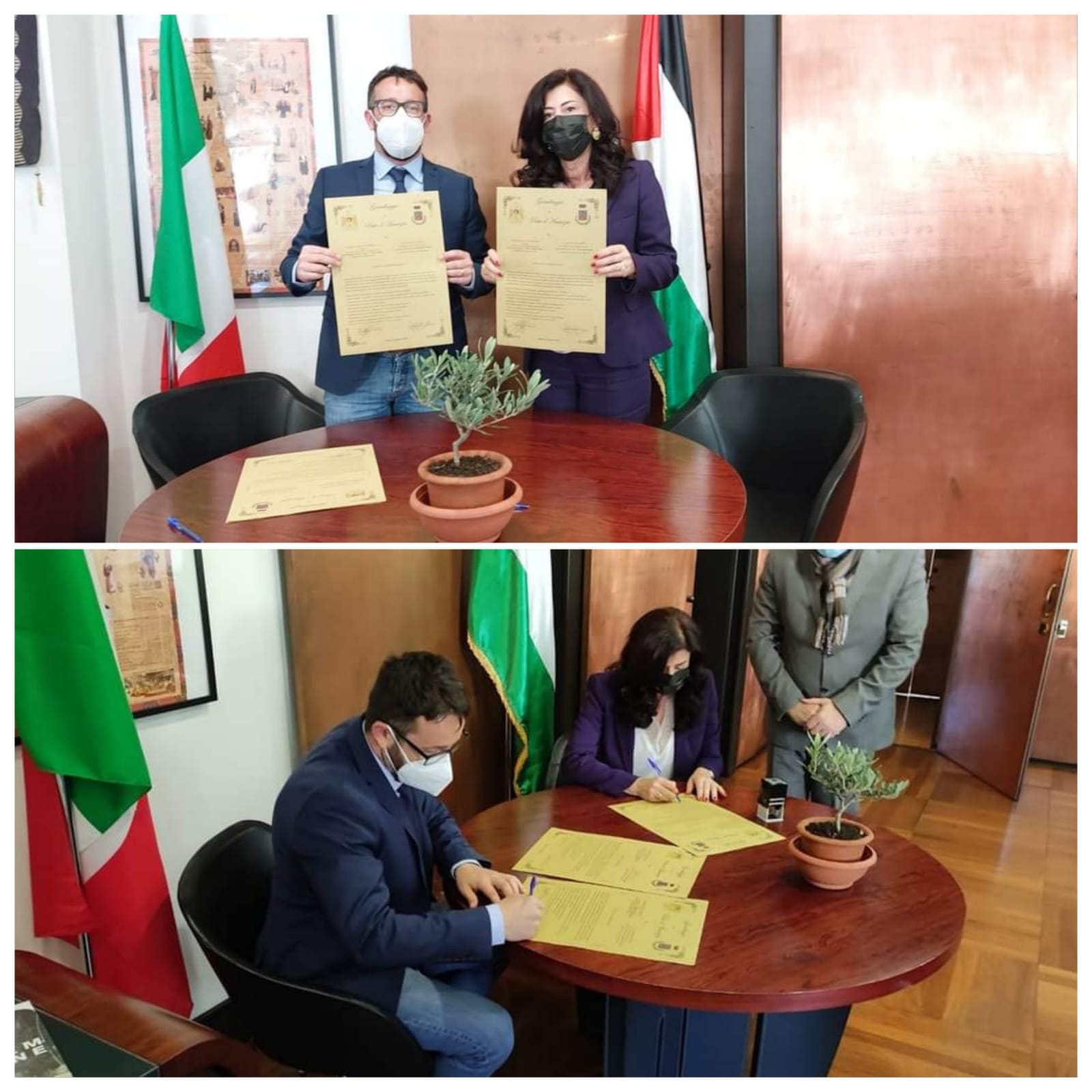 السفارة الفلسطينية  توقع إتفاقية توأمة وصداقة مع مدينة إيللي الإيطالية