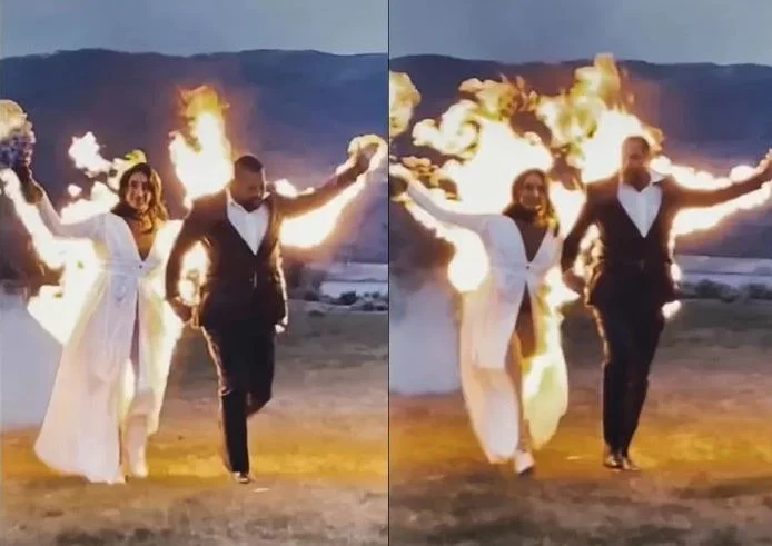  أمريكا: عروسان يشعلان النار بجسديهما أثناء حفل زفافهما